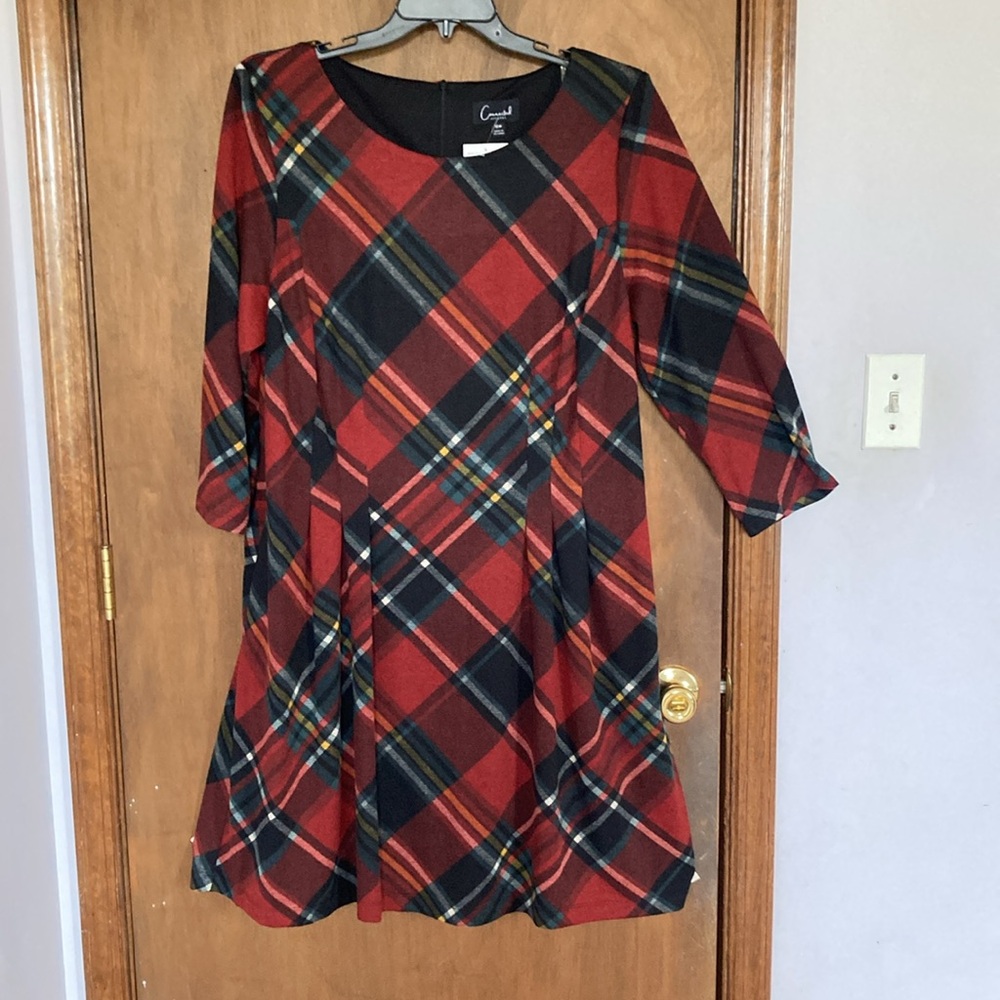 Connected dress plaid print w pockets some stretch casual office 18W - Picture 14 of 17